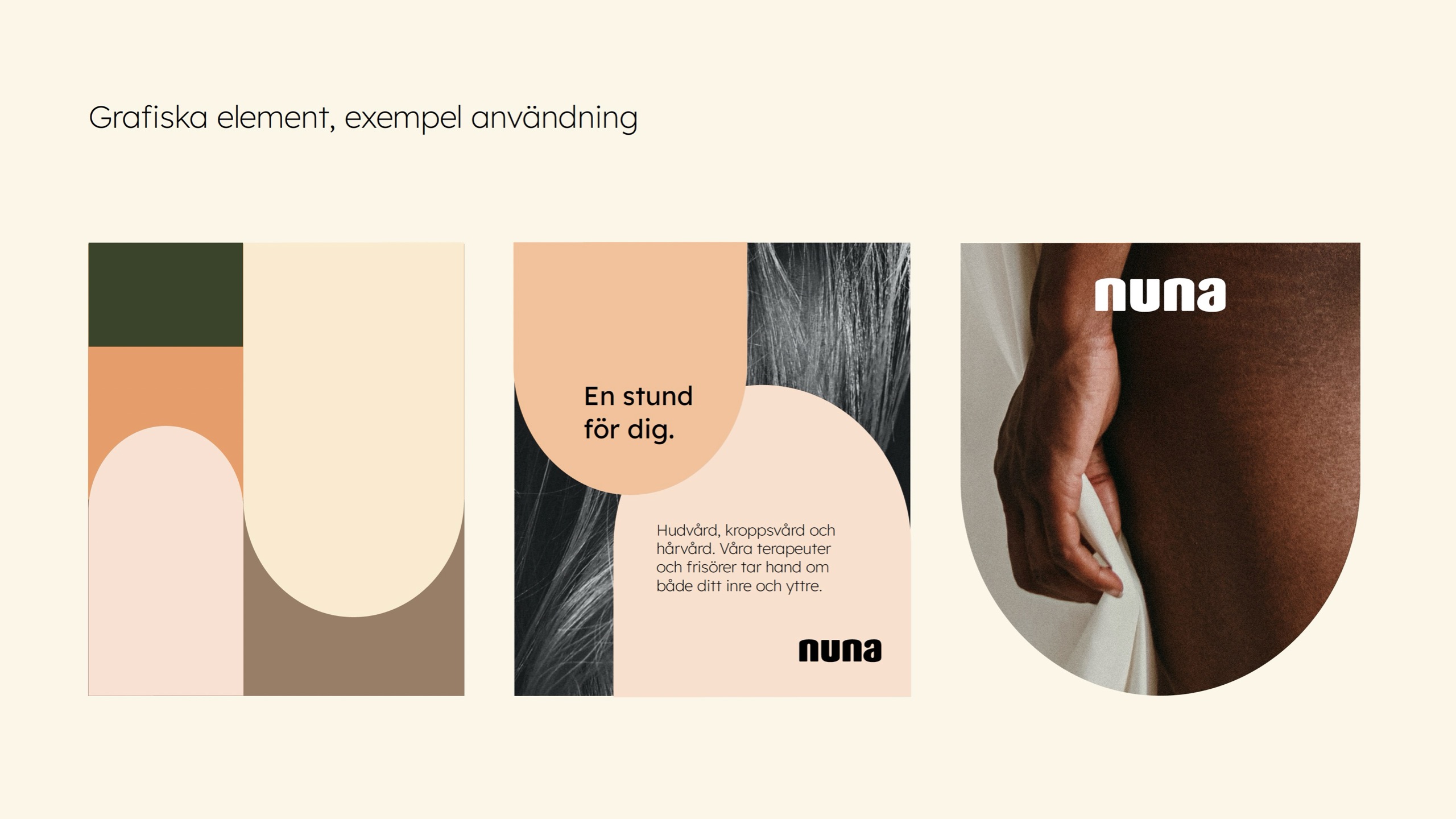 Grafiska element, exempel på hur de används hos Nuna.